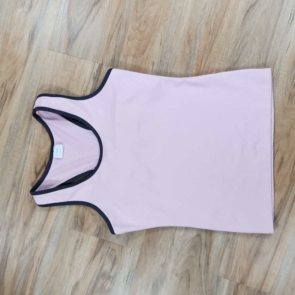 ☔️🔹️So Sporty Pink & Gray Shelf Bra Racerback Athletic Sleeveless Top Large